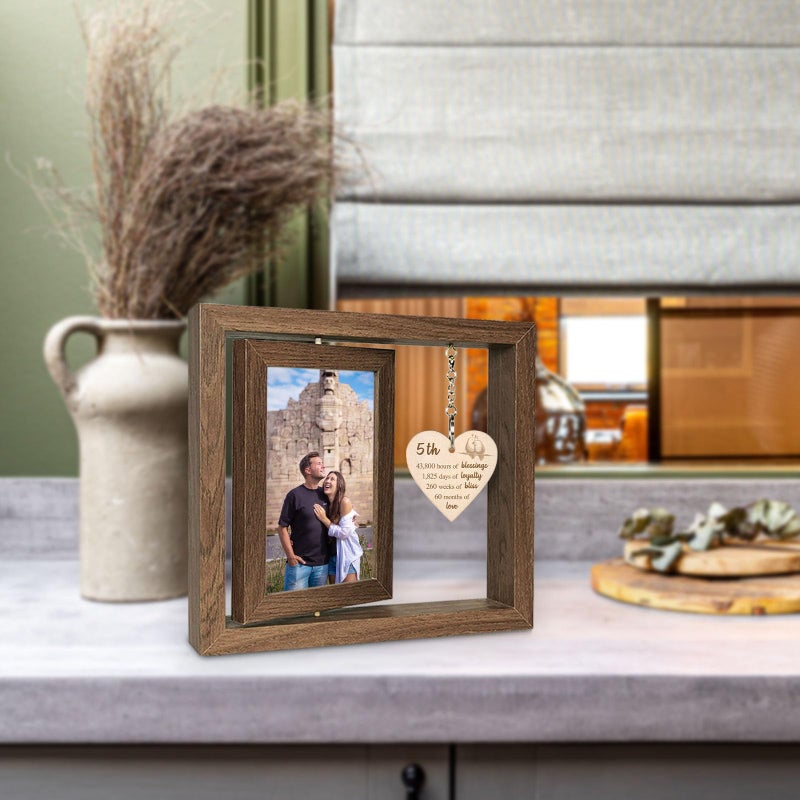 EYITUPC 5 Year Anniversary Picture Frame Gifts  Wood Wedding Anniversary Frame for Wife Men Husband - Image 5